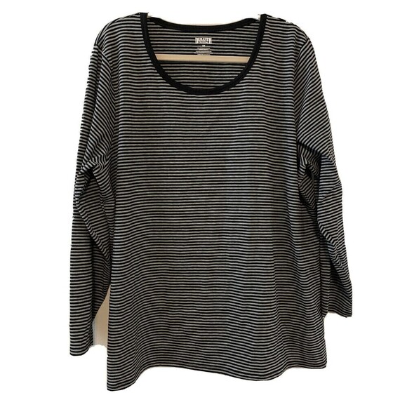 Duluth Trading Co Womens Plus Size 3X Multicolor Stripe Stretch L/S Blouse - Picture 1 of 5